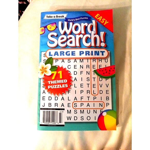 LARGE Print WORD SEARCH ~Easy~ Take a Break World's Best Puzzles 71 Themed Games - Picture 1 of 11